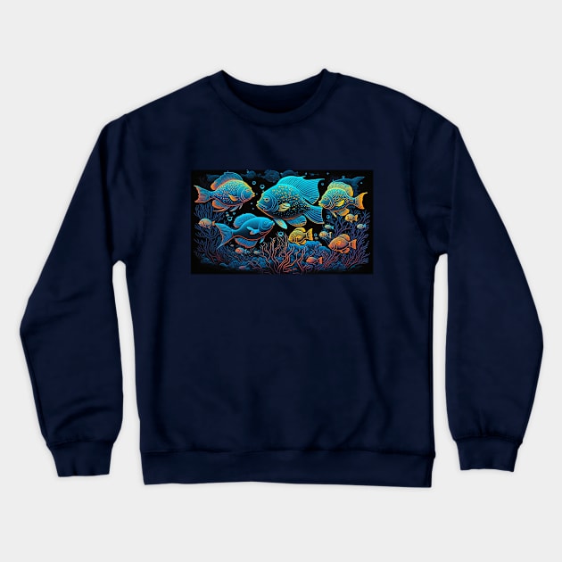 Underwater World 70's style Crewneck Sweatshirt by Time Travelers Nostalgia